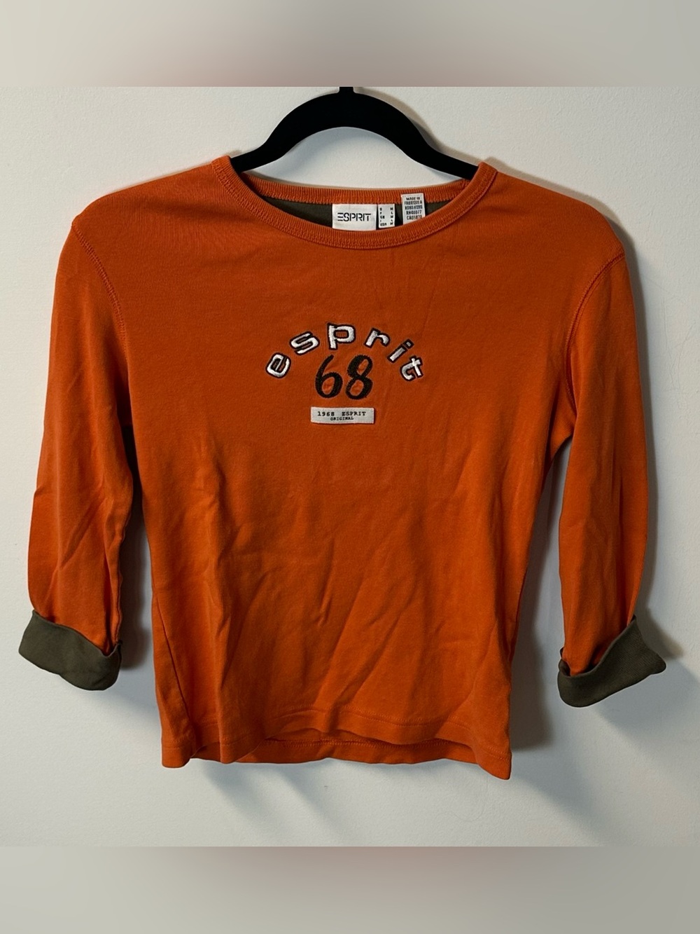 Y2K ESPRIT women's orange brown 1/2 sleeve embroidered tee, M.